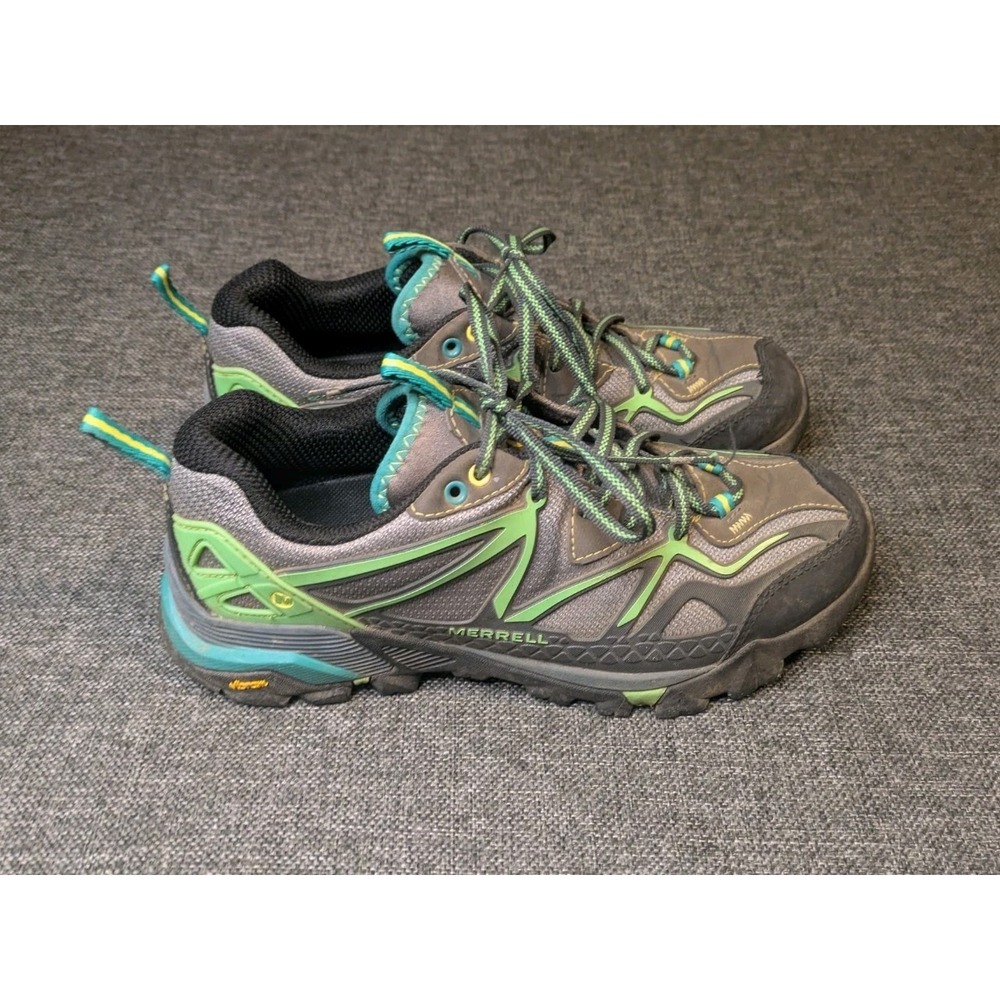 Merrell Women's Capra Sport Gray Green Hiking Shoes Size 9 US J65014 Sneakers